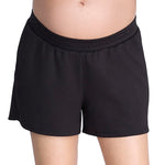 Motherhood Maternity Women's Casual Soft Stretchy Smocked Waist Lounge Pregnancy Shorts with Side Pockets, Black, Small