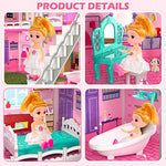 Dolls House for Girls Toys, 4 Stories 10 Rooms Dollshouse with 2 Princesses Slide Accessories, Playset for Toddler Playhouse Gift for for 3 4 5 6 7 8+ Year Old Girls Toys