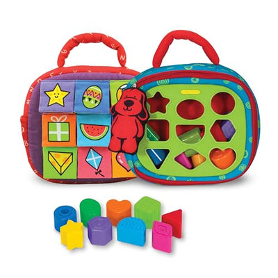 Melissa & Doug K's Kids Take-Along Shape Sorter Baby Toy With 2-Sided Activity Bag and 9 Textured Shape Blocks Sensory Toys, Travel Shape Sorter Toys For Toddlers And Infants