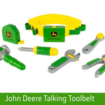 John Deere Deluxe Talking Toolbelt - 7-Piece Kids Tool Set - Interactive Construction Toys - Interactive Toddler Tools Playset - Green - 7 Count - Preschool Toys Ages 2 Years and Up