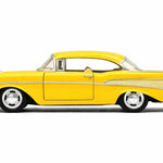 KiNSMART 1957 Chevy Bel Air Coupe 1:40 Scale 5" Die Cast Metal Classic Toy Car (Yellow)