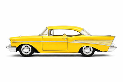 KiNSMART 1957 Chevy Bel Air Coupe 1:40 Scale 5" Die Cast Metal Classic Toy Car (Yellow)
