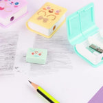 Cartoon Student Pencil Sharpener with Eraser, Multicolour, Dual Purpose, 1Pc