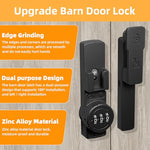 Barn Door Lock,180 Degree Flip Barn Door Locks and Gate Latches, Sliding/Bifold French Door Lock Latch for Gate Barn Garage Shed Window Cabinet Liquor 3-Digit Password Keyless,Black