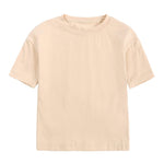Toddler Kids Baby Boys Girls Solid Basic Short Sleeve Crewneck T Shirts Tops Tee One Year Old (Beige, 2-3 Years)