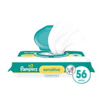Pampers Sensitive wipes packaging with a white background