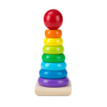 Colorful stack of rings on a white background