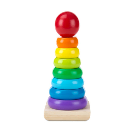 Colorful stack of rings on a white background