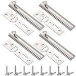 Lothee 4 Pcs Solid Brass Surface Bolt Door Slide Bolt Door Latches for Top of Door Slide Latch Lock (Silver,4")