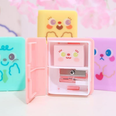 Cartoon Student Pencil Sharpener with Eraser, Multicolour, Dual Purpose, 1Pc