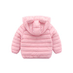 XMWEALTHY Baby Boys Girls Winter Coats Toddler Light Puffer Down Jacket Infant Kids Bear Hoods Padded Outwear Pink 2T