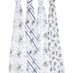 aden + anais Disney, Swaddle Blanket, Boutique Muslin Blankets for Baby Girls and Boys, Newborn Receiving Blanket for Swaddling, 100% Cotton Baby Swaddle Wrap, 4 Pack, Mickey Stargazer