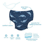green sprouts Eco Snap Swim Diaper with Gussets - Navy Narwhal - 3T