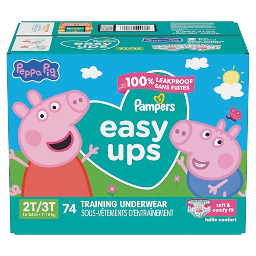 Pampers Training Pants - Easy Ups Girls & Boys - Size 2T-3T, 74 Count, Peppa Pig Potty Underwear (Packaging May Vary)
