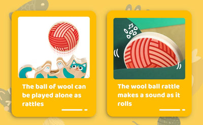 Hape Wooden Walk-A-Long Kitten Pull Toy| Roll & Rattle Push Pull Toy for Toddler| Montessori Toys for Walking Toddlers, Green