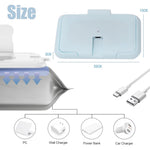 Glomora Baby Wipe Warmer, Wipe Warmer Thermostat Temperature Double Layers Cover Portable USB Wet Wipe Heater for Home,Light Blue