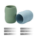 PandaEar 2 Pack100% Tiny Silicone Drinking Training Cup for Baby and Toddler (Blue/Green)