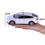 LLWEIT 1/32 Model x Metal Die Casting Toy Car for 3 to 12 Year Old Boy Pull Back Car Toy with Sound and Lights (White)