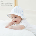 pureborn Baby Boy Stripe Sun Hat Wide Brims Bucket Hat Sun Protection with Straps Blue 0-3 Months