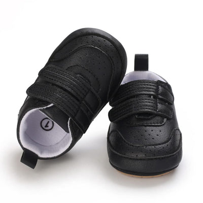Clowora Baby Boys Girls Shoes Non-Slip Rubber Sole Sneakers Infant First Walking Toddler Crib Shoes Newborn Loafers Flats. (08/Black,12-18 Months)