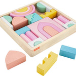 Fisher-Price Wood Toddler Toy Castle Block Set, 28 Wooden Pieces for Stacking Developmental Play Preschool Kids Ages 2+ Years