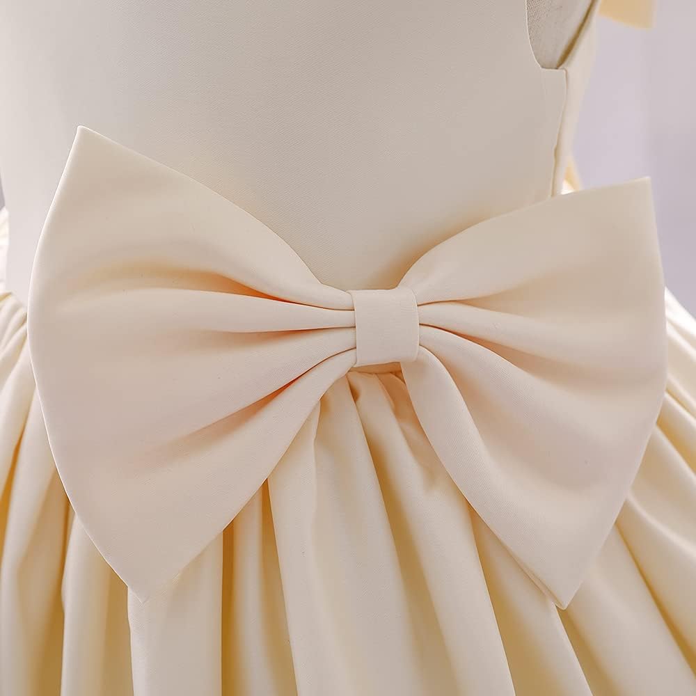 Girl Flower Design Dress Sleeveless Flower Design Princess Wedding Dress for Toddler and Baby Girl