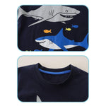 GFQLONG Toddlers Baby Boys Pack of 3 Cotton Short Sleeve Shirts Clothes Dinosaur Graphic T-Shirt Outfit,Sharks,1-2T