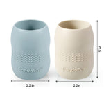 PandaEar (2 Pack 100% Tiny Silicone Drinking Training Cup for Baby and Toddler (Blue&White)