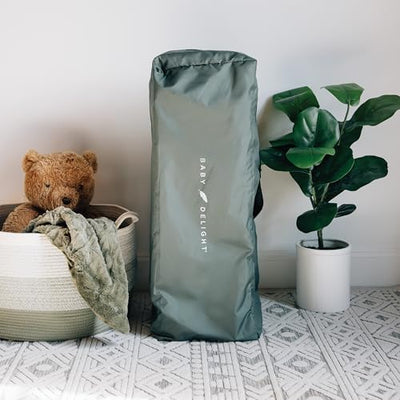 Baby Delight Lunaire Full Size Crib & Playard | Breathable Mesh Baby Crib | Tool-Free Assembly Baby Bed | 100% GOTS Certified Organic Cotton Fabric | Organic Sage