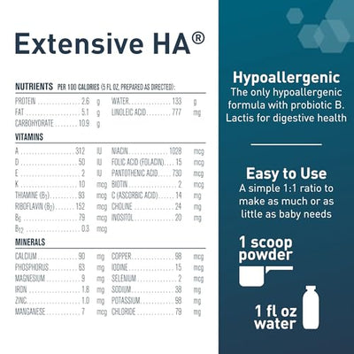 Extensive HA® Hypoallergenic Infant Formula with Iron, DHA & Probiotics, 14.1 oz