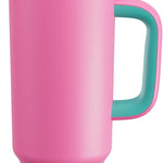 40 oz Tumbler with Handle and Straw: Stainless Steel Insulated Tumbler Keeps Cold for 24 Hours, Leakproof Travel Cup Fits in Cup Holder and BPA-Free, Cotton Candy