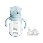 POTATO Glass Baby Bottles, Anti-Colic Breastfeeding Bottles with Medium Flow Nipple, Suitable for Babies 3-6 Months, 2 Replaceable Nipples, 6 oz, Pink