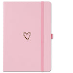 A5 Lined Journal Notebook, Hardcover Note Book Leather Journals for Girls Women,Cute Heart Pattern Design A5 Diary Notepad for Work, School, Note Taking, Business (Pink)