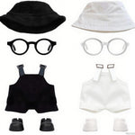 17cm Doll Clothes – 6-Piece Set, Hat + Overalls + Shirt + Camera + Glasses + Shoes, Cute and Premium Dolls Outfit Accessories (Black)