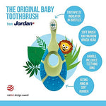 Jordan* | Step 1 Baby Toothbrush | 0-2 Years, Soft Bristles, BPA Free | Green & Blue | 4 Pack