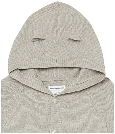 Amazon Essentials Unisex Babies' Long Sleeve Hooded Sweater, Pack of 2, Grey Heather/Ivory, 24 Months
