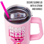 Silver Buffalo Care Bears Love-A-Lot Bear Mood Stainless Steel Tumbler with Handle and Straw, Fits in Standard Cup Holder, 40 Ounces