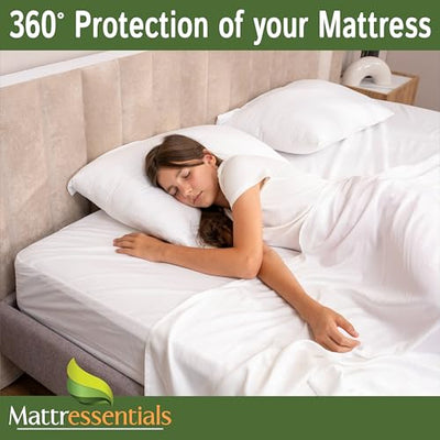 Zippered Queen Mattress Protector (8"-10" Depth) - Bed Bug Waterproof Mattress Cover, Premium Quality Hypoallergenic Encasement White