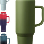 40 oz Tumbler with Handle, Insulated Tumblers with Lid and Straw, Large Metal Sports Water Bottle Jug, Thermal Stainless Steel Travel Coffee Mug Cup, Black