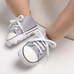 KKIIDDSS Unisex Baby Girls Boys Canvas High-top Shoes, Newborn Infant Anti-Slip Soft Sole Frist Walking Sneakers (A03/Grey,0-6 Months