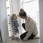 Mibote Baby Growth Height Chart Handing Ruler Wall Decor for Kids, Canvas Removable Height Growth Chart 79" x 7.9" (Black & White)