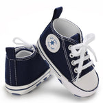 KKIIDDSS Unisex Baby Girls Boys Canvas High-top Shoes, Newborn Infant Anti-Slip Soft Sole Frist Walking Sneakers (A03/Blue,0-6 Months