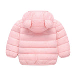 Winter Down Coats for Kids Baby Boys Girls Light Puffer Padded Jacket Bear Hoods Infant Outerwear Pink