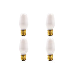 SYLVANIA Incandescent 7W C7 Nightlight Bulb, Dimmable, Candelabra Base, Frosted Finish, 2850K, Warm White - 4 Pack (13544)