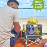 Bright Starts Pop 'N Sit Portable Booster, Indoor/Outdoor Use, Floor Seat with Feeding Tray, Grey, 6 Mos - 3 Yrs