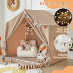 Razee Kids Play Tent with Mat, Large Playhouse Tent Indoor, Play House Kids Tent Castle Tent for Girls Boys, Play Cottage (Khaki)