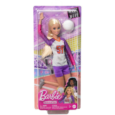 Barbie Careers Fashion Doll & Accessory, Made to Move Volleyball Player Wearing Removable Uniform with Ball, 22 Bendable Joints