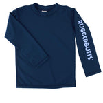 RuggedButts® Baby/Toddler Boys Navy Long Sleeve UPF 50+ Sun Protective Rash Guard Surf Swim Shirt - 6-12m