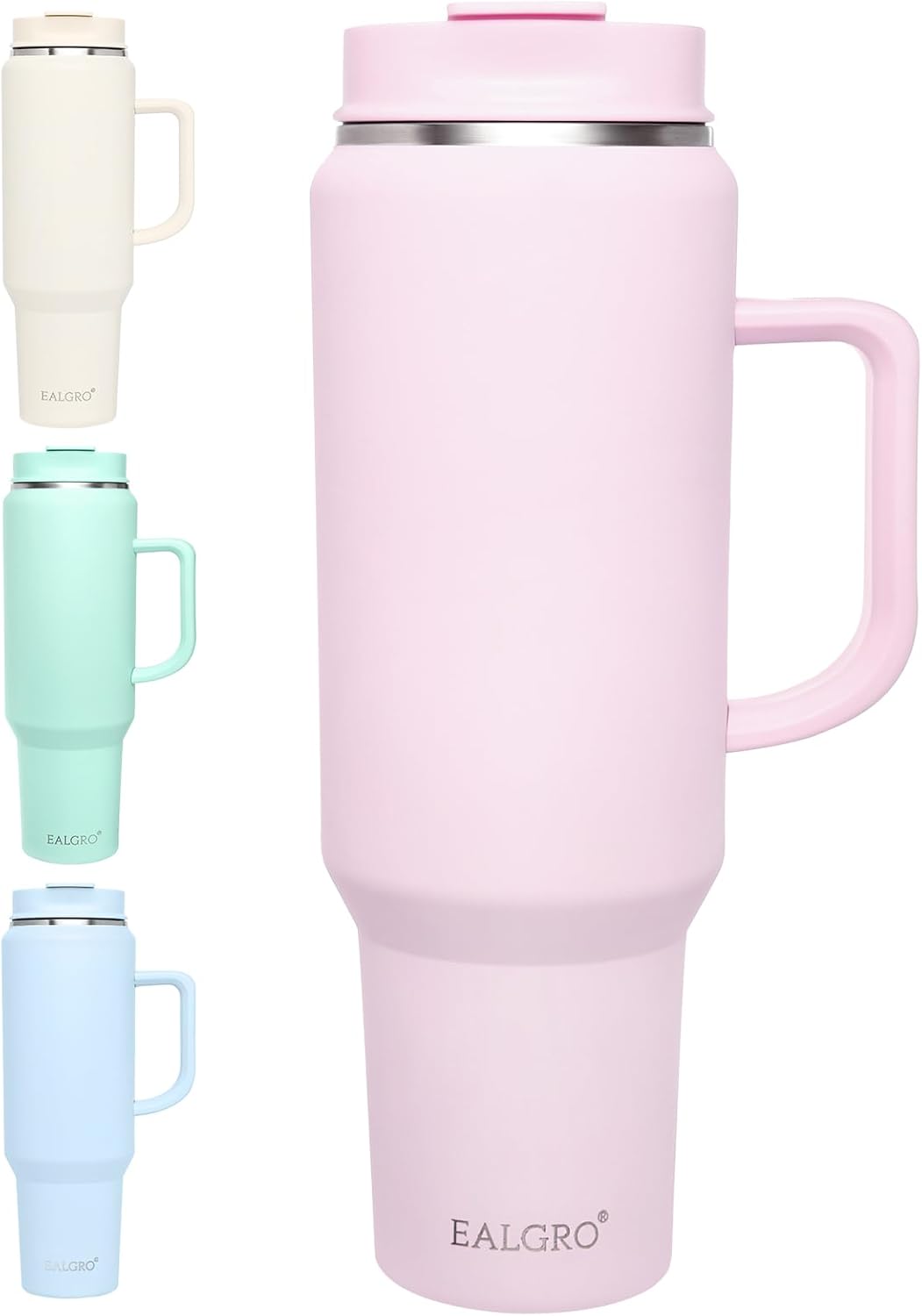 40 oz Tumbler with Handle, Insulated Tumblers with Lid and Straw, Large Metal Sports Water Bottle Jug, Thermal Stainless Steel Travel Coffee Mug Cup, Black