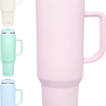 40 oz Tumbler with Handle, Insulated Tumblers with Lid and Straw, Large Metal Sports Water Bottle Jug, Thermal Stainless Steel Travel Coffee Mug Cup, Black